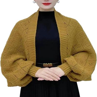 IMMUNOTRAX Women's Soft Shawls Wraps with Sleeves,Shawl Wraps Sweater Poncho Cape,Multifunctional Scarf with Sleeves (Yellow,One Size)