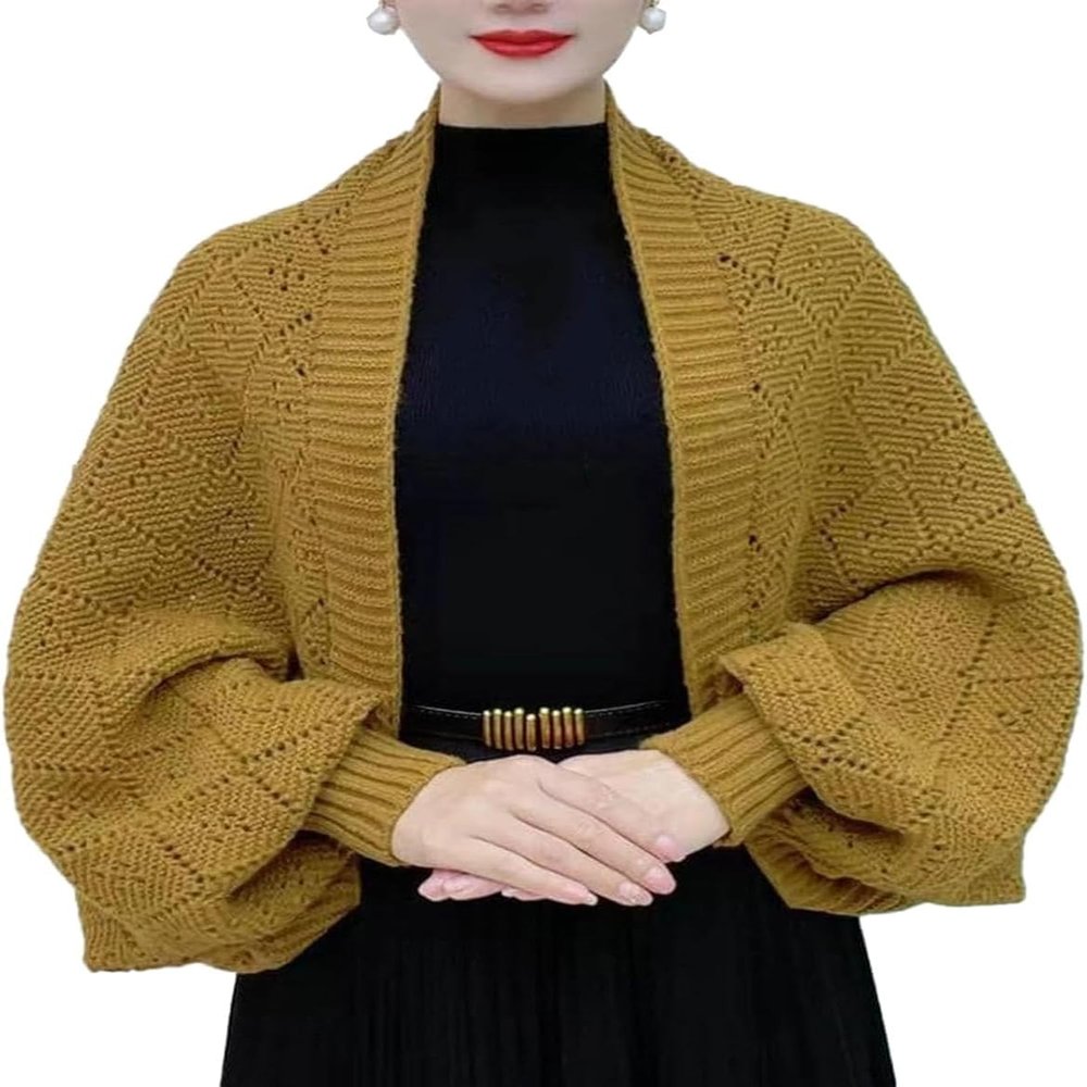IMMUNOTRAX Women's Soft Shawls Wraps with Sleeves,Shawl Wraps Sweater Poncho Cape,Multifunctional Scarf with Sleeves (Yellow,One Size)