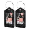 Dirt BKE Motocross American Flag 2 Pcs Leather Luggage Tags with Stainless Steel Loop and Travel Cover view 1