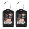 Dirt BKE Motocross American Flag 2 Pcs Leather Luggage Tags with Stainless Steel Loop and Travel Cover view 2