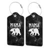 Mama Bear 2 Pcs Leather Luggage Tags with Stainless Steel Loop and Travel Cover view 1