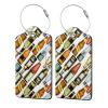 Beer Bottles Pattern 2 Pcs Leather Luggage Tags with Stainless Steel Loop and Travel Cover view 1