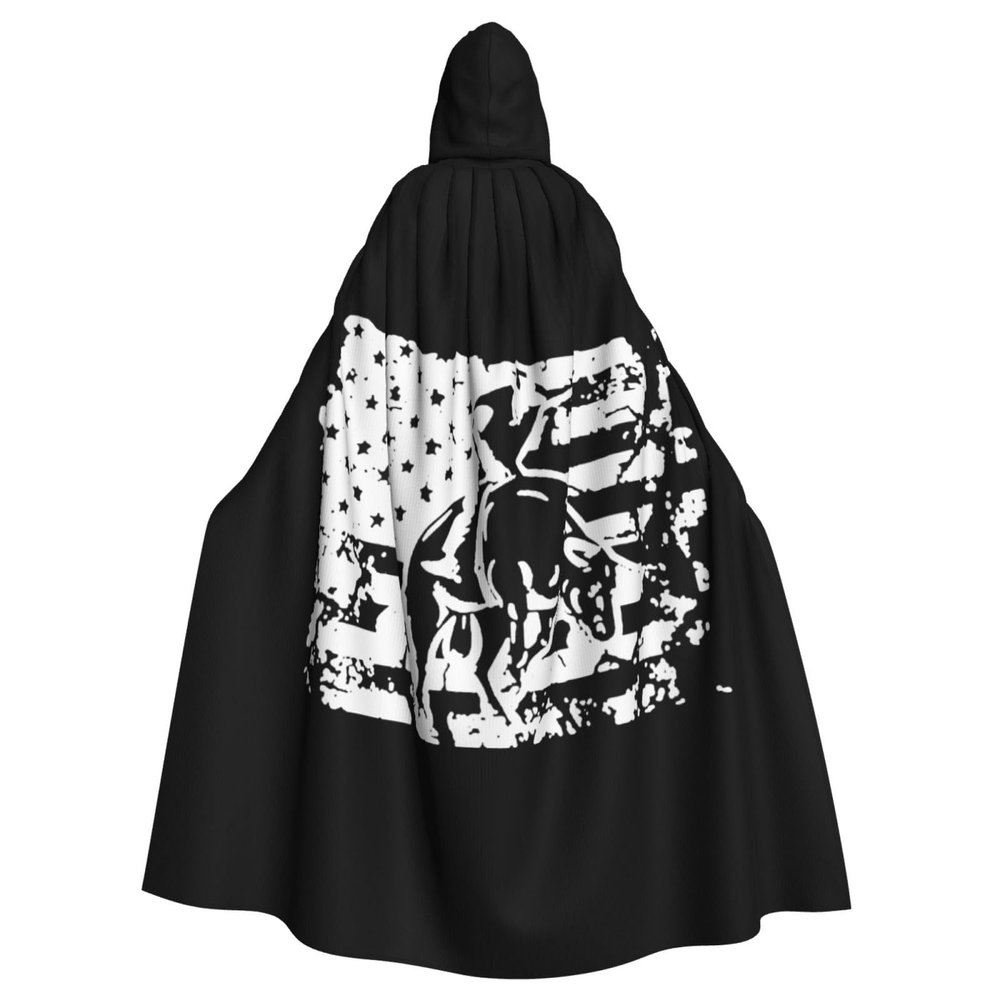 NUSDB Bull Riding American Flag Unisex Hooded Cloak Cape for Christmas Halloween Cosplay Costumes Black