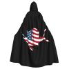 NUSDB American Flag Sailfish Fish Fishing Unisex Hooded Cloak Cape for Christmas Halloween Cosplay Costumes Black view 1