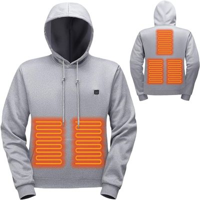 Daobet Unisex Heated Hoodie Multiple Heating Zones Heated Jacket for Men Women Warm Lightweight Winter Puffer Heating Coat (Grey 5 Zone,XX-Large)