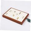 WOFASHPURET 2pcs Rings Display Tray Jewelry Organizer for Rings Bracelets and Earrings Portable and Lightweight Jewelry Display Plate for Home Storage Chic Design Beige Velvet view 2