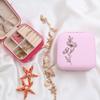 Personalized Leather Jewelry Box with Name and Birth Flower Month - Custom Jewelry Travel Case for Women, Mom, Nana, Children - Custom Name and Birth Flower Month Jewelry Organizer Box (Dark Pink) view 3