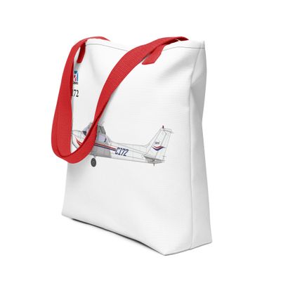 Cessna 172 White Tote Bag Pilot with Red Straps