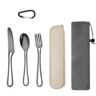 ONUIFIKE Silverware Set, 3/12/18/24/30/36 Pieces Outdoor Camping Tableware Stainless Steel Knife, Fork And Spoon Camping Travel Picnic Portable Outdoor Tableware, Home Cutlery Flatware Set(Black,12 P