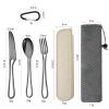 ONUIFIKE Silverware Set, 3/12/18/24/30/36 Pieces Outdoor Camping Tableware Stainless Steel Knife, Fork And Spoon Camping Travel Picnic Portable Outdoor Tableware, Home Cutlery Flatware Set(Black,12 P view 2