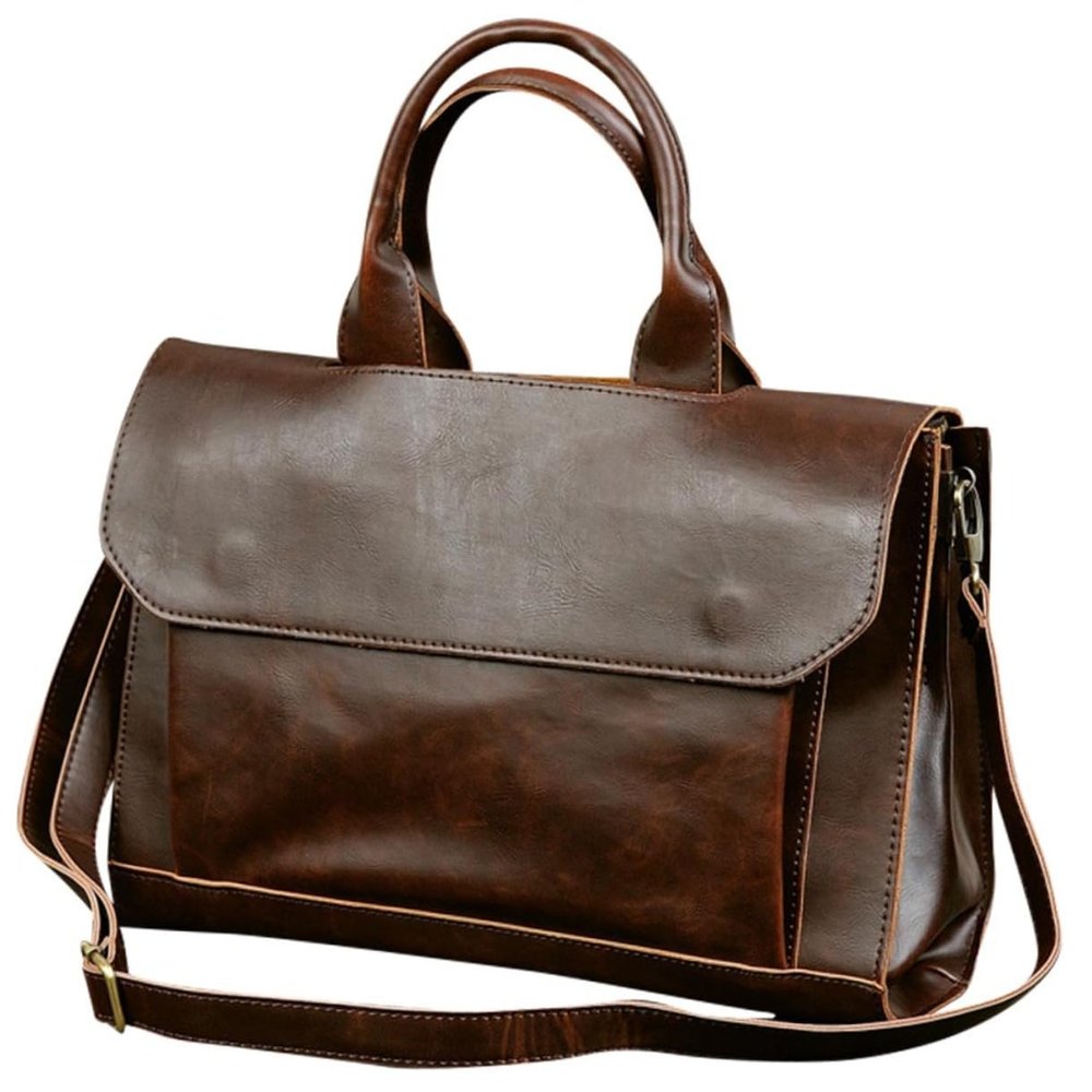 OSALADI 1pc Pu Leather Briefcase for Business Travel Stylish Shoulder Bag Fashionable College Organizes Personal Neatly