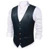 Barry.Wang Dark Navy Mens Leather Vests Casual Western Cowboy Vest V-neck Jacket Lightweight Waistcoat view 3