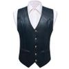 Barry.Wang Dark Navy Mens Leather Vests Casual Western Cowboy Vest V-neck Jacket Lightweight Waistcoat view 4