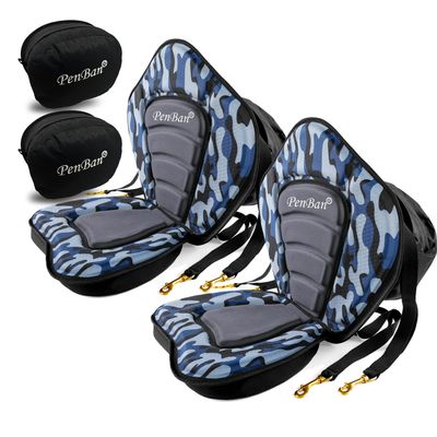 PenBan Universal Deluxe Kayak Seat Cushion with Storage Bag for Kayak,Padded Boat,SUP,Canoe,Fishing Boat,Seats with 4 Adjustable Straps(2 Pack Blue Thicken)