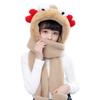 NPQPNAFC Scarf,Kids Winter Warm 3 In 1 Faux Fleece Hooded Scarf Hat Gloves Set Cute 3D Crab Thermal Cap Neck Warmer Scarf(Khaki) view 1