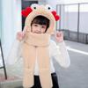 NPQPNAFC Scarf,Kids Winter Warm 3 In 1 Faux Fleece Hooded Scarf Hat Gloves Set Cute 3D Crab Thermal Cap Neck Warmer Scarf(Khaki) view 3