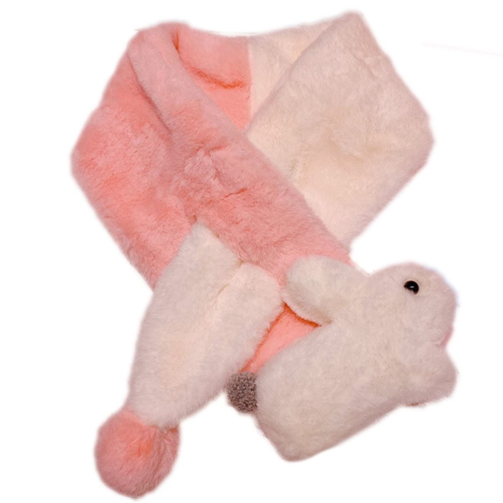 NPQPNAFC Scarf,Winter Unisex Cartoon Steric Shaped Plush Scarf Girl Women Soft Thicken Warm and Windproof Scarf Outdoor Scarf(Pink and White Color)