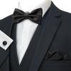 Men's Black Bow Tie Set Solid Color Pre-tied Bow Tie and Pocket Square Cufflink Set with Gift Box view 2