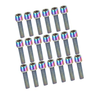 REPAIROCK Tapered Bolts Screws for MTB Bike Bicycle Stem Durable M5x20mm Socket Head Cap Bolts Screws Nuts Steel Assorted Color (Set of 20) Auto Replacement Parts