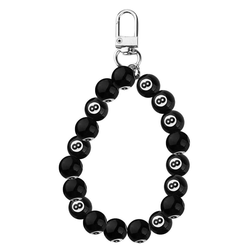 8 Ball Keychain for Purse Bag Charms for Handbags Wristlet Keychain Black 8ball Keychain Charm for Wallet Backpack Key Chain Gift for Husband Boyfriend Billiard Player Gifts for Daughter Son