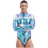 Shinsto Men's Astronaut Costume Adult Space Suit Mock Neck Zipper Front Bodysuit Leotard Halloween Fancy Dress Blue Large view 2