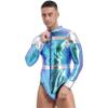 Shinsto Men's Astronaut Costume Adult Space Suit Mock Neck Zipper Front Bodysuit Leotard Halloween Fancy Dress Blue Large view 3