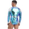 Shinsto Men's Astronaut Costume Adult Space Suit Mock Neck Zipper Front Bodysuit Leotard Halloween Fancy Dress Blue Large view 4