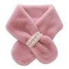 NPQPNAFC Scarf,Girls Winter Warm Thicken Scarfs Pearl Cross Buckle Faux Plush Cross Collar Scarf Shawl Lovely Warm Soft Scarf Scarf(Pink) view 1