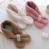 NPQPNAFC Scarf,Girls Winter Warm Thicken Scarfs Pearl Cross Buckle Faux Plush Cross Collar Scarf Shawl Lovely Warm Soft Scarf Scarf(Pink) view 2