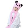 NPQPNAFC Scarf,3 in 1 Kids Boys Girls Hooded Scarf with Pockets Hat Long Scarf Gloves Set Cute Panda Ears Thicken Plush Warm Scarf(Pink,Small) view 1