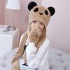 NPQPNAFC Scarf,3 in 1 Kids Boys Girls Hooded Scarf with Pockets Hat Long Scarf Gloves Set Cute Panda Ears Thicken Plush Warm Scarf(Pink,Small) view 4