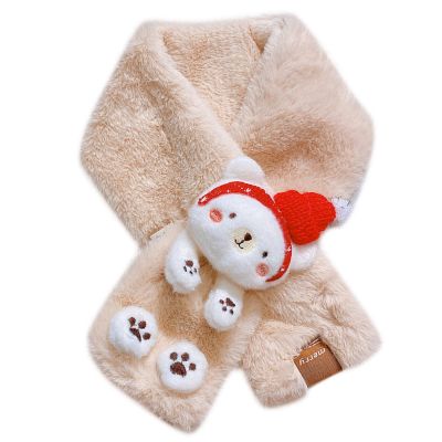 NPQPNAFC Scarf,Winter Unisex Cartoon Steric Bear Shaped Plush Scarf Girl Women Soft Thicken Warm and Windproof Scarf Outdoor Scarf(Khaki)