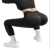 SUUKSESS Women 2 Piece Workout Sets Hidden Scrunch Hip Lifting Seamless Leggings Long Sleeve Yoga Crop Tops High Waisted Yoga Pants Tracksuits (Black, M) view 3