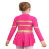 Hedmy Girls Cheerleading Uniform Long Sleeve Dance Leotards Dress Cheer Leader Costume Performance Costume Hot Pink 16 Years view 2