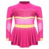 Hedmy Girls Cheerleading Uniform Long Sleeve Dance Leotards Dress Cheer Leader Costume Performance Costume Hot Pink 16 Years view 3
