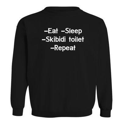 BH Cool Designs -Eat -Sleep -Skibidi Toilet -Repeat - Men's Soft & Comfortable Long Sleeve T-Shirt CP05 Black