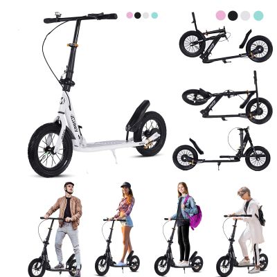 CUIOT Adult Kick Scooter 330 Lbs, Folding Commuter Scooter for Adults & Teens, 290mm Big Wheel, Adjustable Heigh, Rear Holding Brake, Lightweight Sports Scooter for Indoor and Outdoor,White
