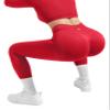 SUUKSESS Women 2 Piece Workout Sets Hidden Scrunch Hip Lifting Seamless Leggings Long Sleeve Yoga Crop Tops High Waisted Yoga Pants Tracksuits (Red, M) view 3