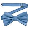 Branduce Dusty Blue Bow Tie for Men Adjustable Pre-tied Silk Blend Bowties for Wedding Business Party (BB09-35) view 3