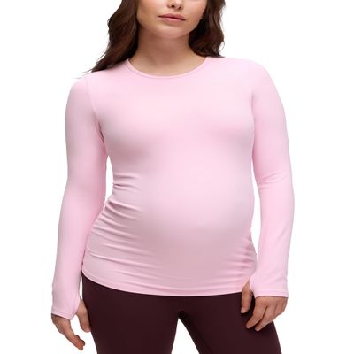 CRZ YOGA Butterluxe Maternity Crewneck Long Sleeve Shirts - Athletic Yoga Casual Pregnancy Womens Tee Tops Basic Layer Soft Pink Peony Medium