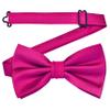 Branduce Hot Pink Bow Tie for Men Adjustable Pre-tied Silk Blend Bowties for Wedding Business Party (BB09-37) view 3