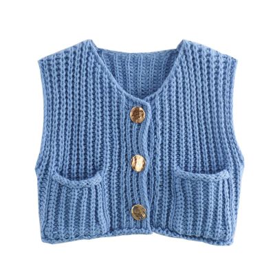 HUEAHDOU Button Down Sweater Vest Women,Oversized Sweater Vest Women Casual V Neck Houndstooth Knit Sweaters 2025 Fall Aesthetic Checkered Work Vests(Large,Blues)