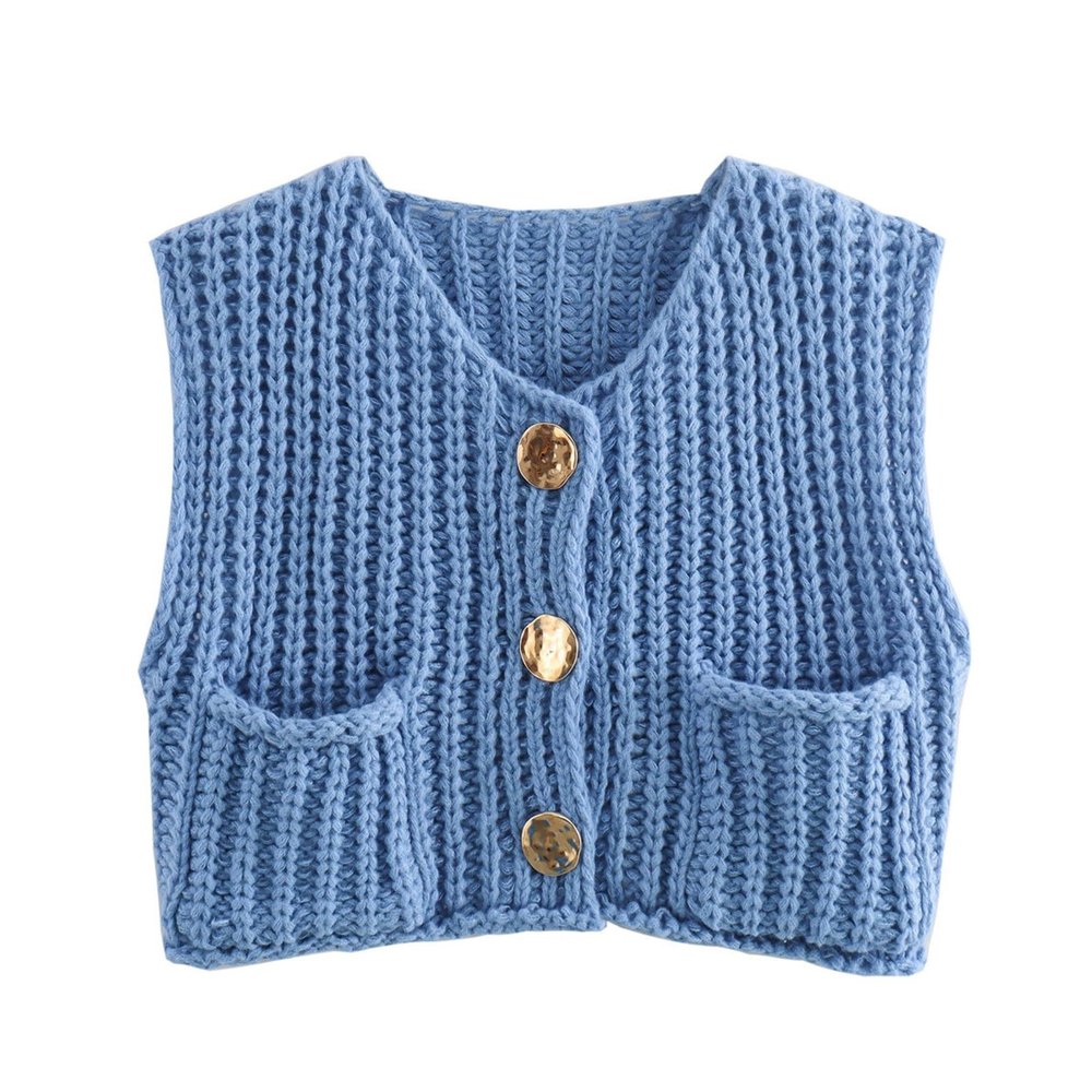 HUEAHDOU Button Down Sweater Vest Women,Oversized Sweater Vest Women Casual V Neck Houndstooth Knit Sweaters 2025 Fall Aesthetic Checkered Work Vests(Large,Blues)