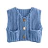 HUEAHDOU Button Down Sweater Vest Women,Oversized Sweater Vest Women Casual V Neck Houndstooth Knit Sweaters 2025 Fall Aesthetic Checkered Work Vests(Large,Blues) view 1