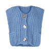 HUEAHDOU Button Down Sweater Vest Women,Oversized Sweater Vest Women Casual V Neck Houndstooth Knit Sweaters 2025 Fall Aesthetic Checkered Work Vests(Large,Blues) view 2