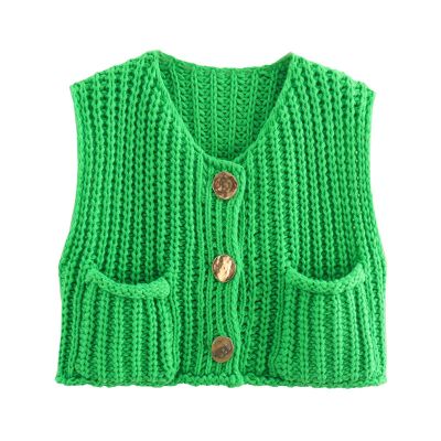 HUEAHDOU Cropped Sweater Vest Women,Oversized Sweater Vest Women Casual V Neck Houndstooth Knit Sweaters 2025 Fall Aesthetic Checkered Work Vests(Small,Greens)