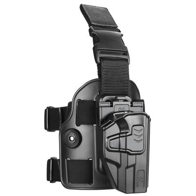 Level II Tactical G19 Drop Leg Holster, Thigh Holster Fits G19 GEN 3-5 G19X/44/45,G23/32 Gen 3-4, Level II Retention Index Finger Release, Toolless Adjustment, Right Hand
