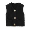 HUEAHDOU Women's Vests Lightweight Summer,Oversized Sweater Vest Women Casual V Neck Houndstooth Knit Sweaters 2025 Fall Aesthetic Checkered Work Vests(X-Large,Black) view 1
