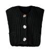 HUEAHDOU Women's Vests Lightweight Summer,Oversized Sweater Vest Women Casual V Neck Houndstooth Knit Sweaters 2025 Fall Aesthetic Checkered Work Vests(X-Large,Black) view 2