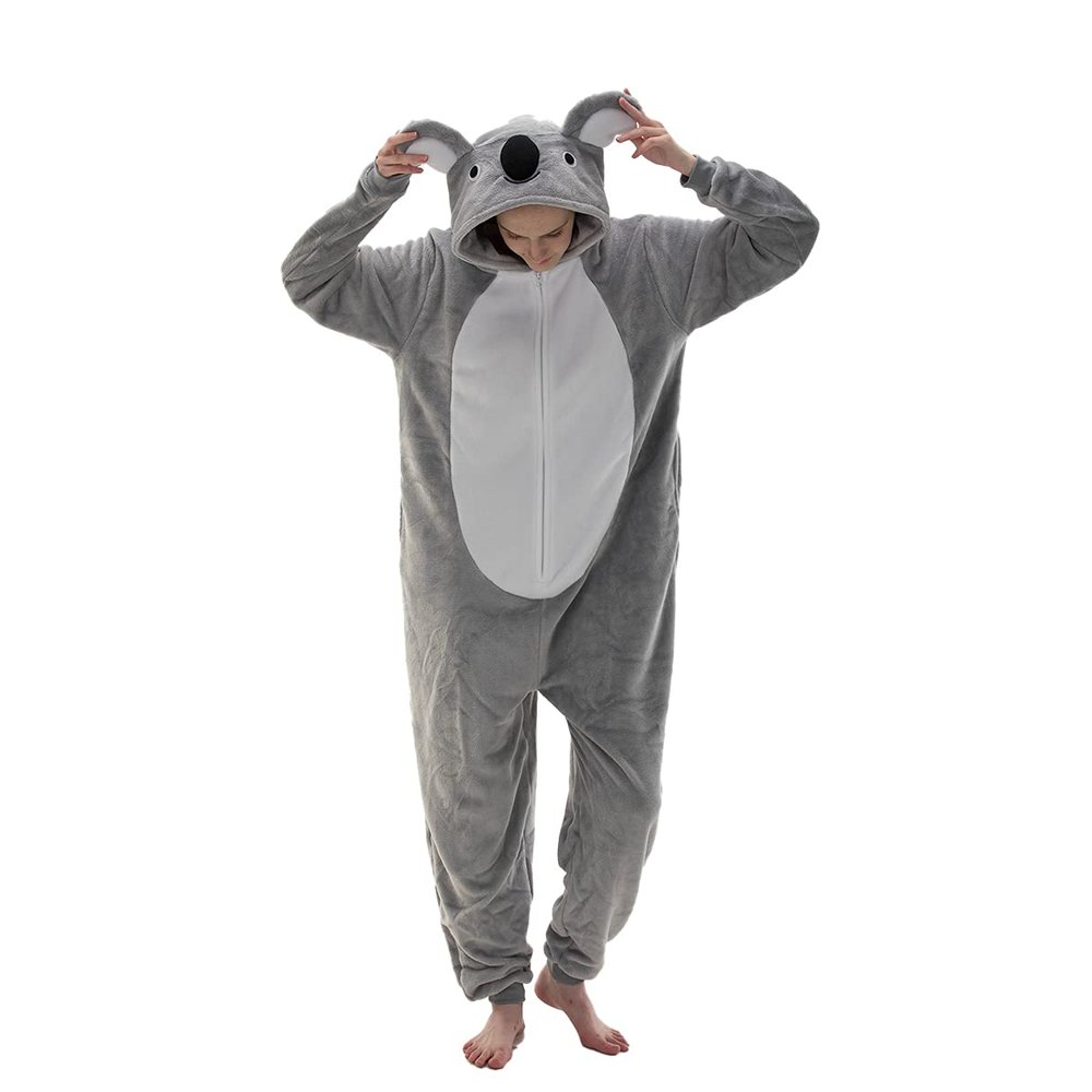 COSUSKET Snug Fit Adult Koala Oneise Pajamas, Halloween Sherpa Women's Cosplay One Piece Animal Costume
